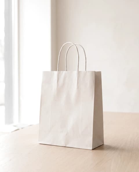 Plain white kraft paper bag, Small example size, taller than wide